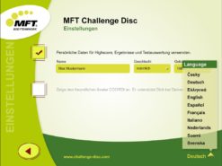 MFT Challenge Disc App - Einstellungen mit Sprachen